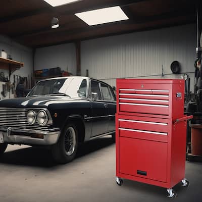 8-Drawer Rolling Tool Chest with Detachable Top Box - Lockable Wheels, Side Hooks & Drawer Liners, Heavy-Duty Metal Tool Cart
