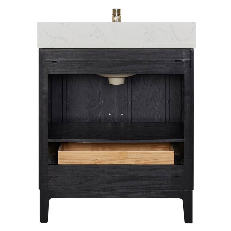 Gara Single Bath Vanity with Composite Stone Top without Mirror