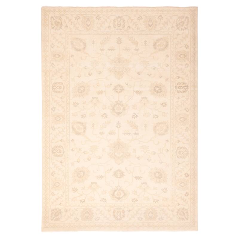 ECARPETGALLERY Hand-knotted Modern Oushak Ivory Wool Rug - 9'6 x 13'5