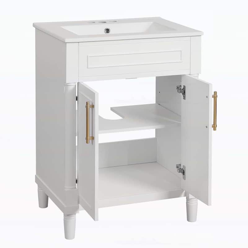 Bathroom Cabinet with 2 Doors,with Integrated Ceramic Sink