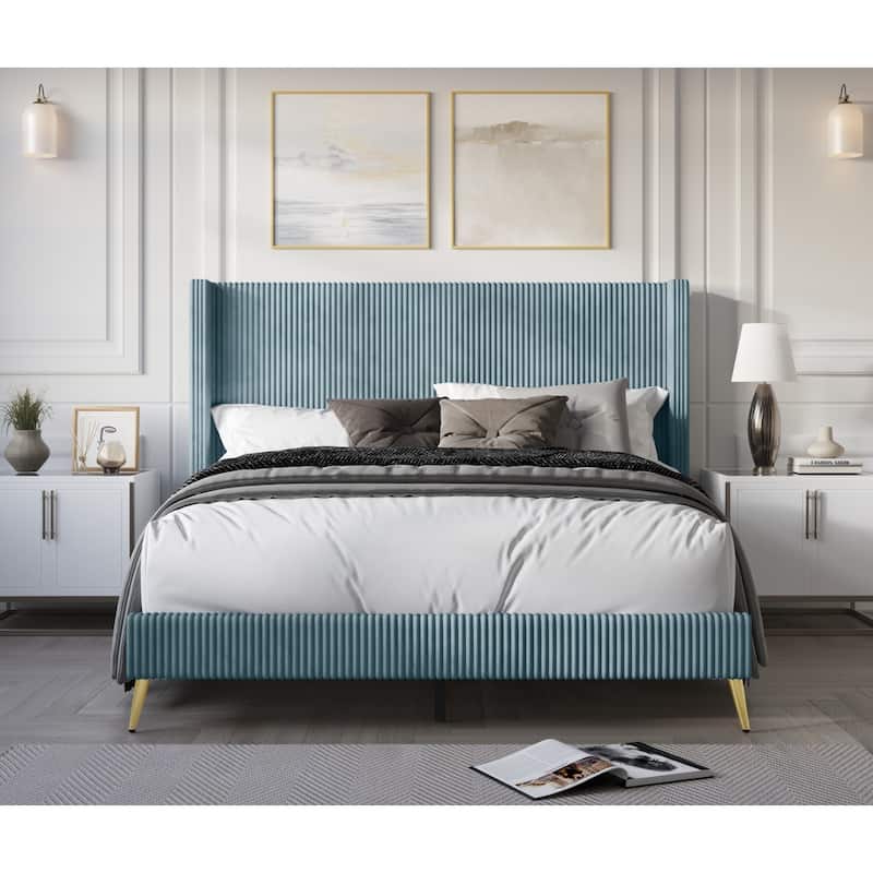Chester Upholstered Platform Bed - Blue - Full