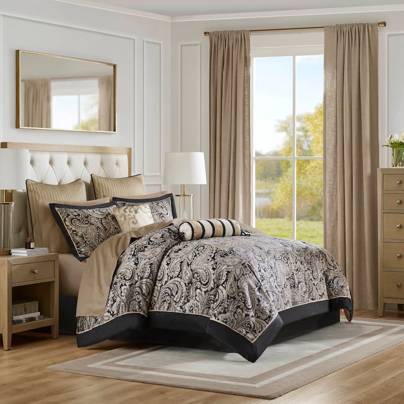 Madison Park Wellington 12 Piece Comforter Set with Cotton Bed Sheets