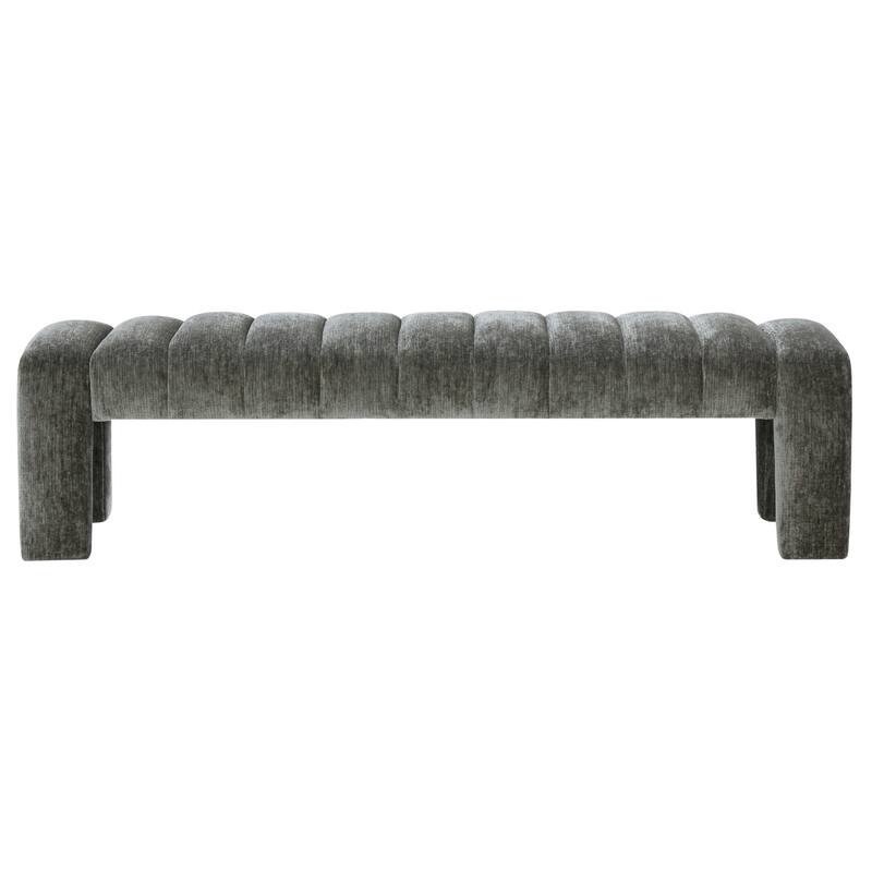 SAFAVIEH Couture Bellisima Channel Tufted Bench, Fully Assembled - 63"W x 17"D x 17"H