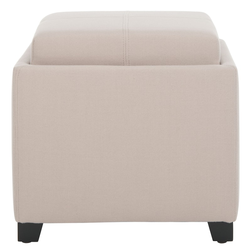 SAFAVIEH Lesia Storage Brown Leather Tray Ottoman