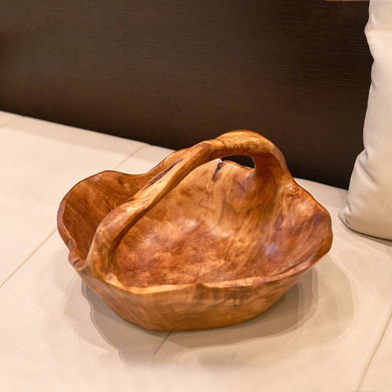 Greenage Cedar Basket with Handle,Perfect for Fruit Display - 11.8"x13.2"x9.4" - Natural