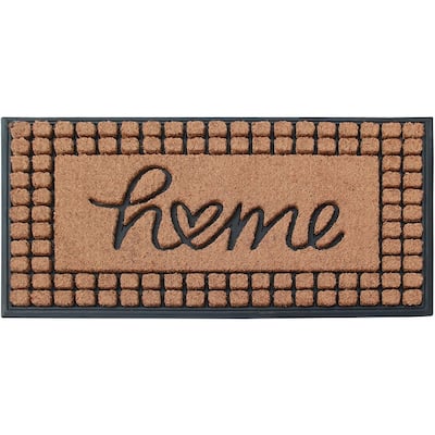 A1HC Home Design Rubber & Coir Outdoor Doormat 23.5"X38.5" Black/Beige
