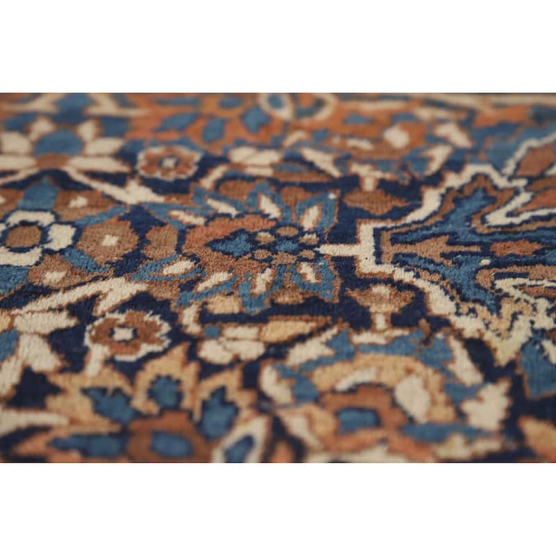 Hand Knotted Oriental 100% Wool Carpet Traditional All-Over Navy Blue & Blues Kerman Area Rug - 7' 0'' X 4' 7''