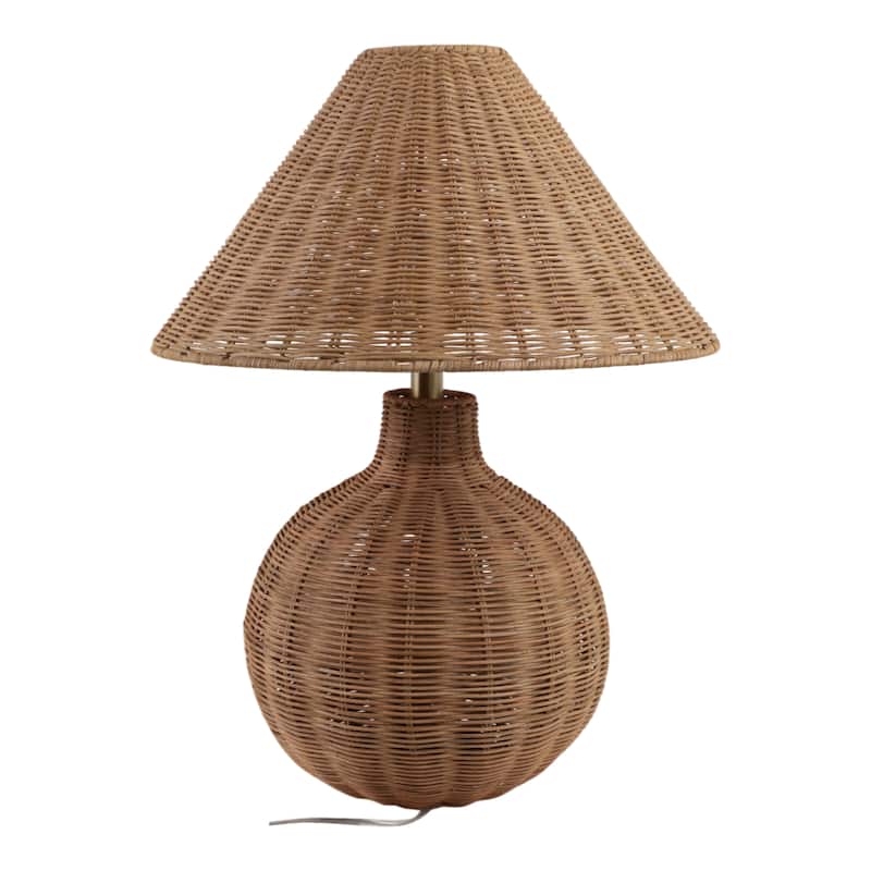 Woven Table Lamp Coastal Fabric Shade for Bedroom Office - 23" Ivory - 17" x 17" x 23"