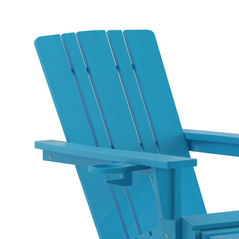 Commercial All-Weather Adirondack Chair with Pullout Ottoman & Cupholder