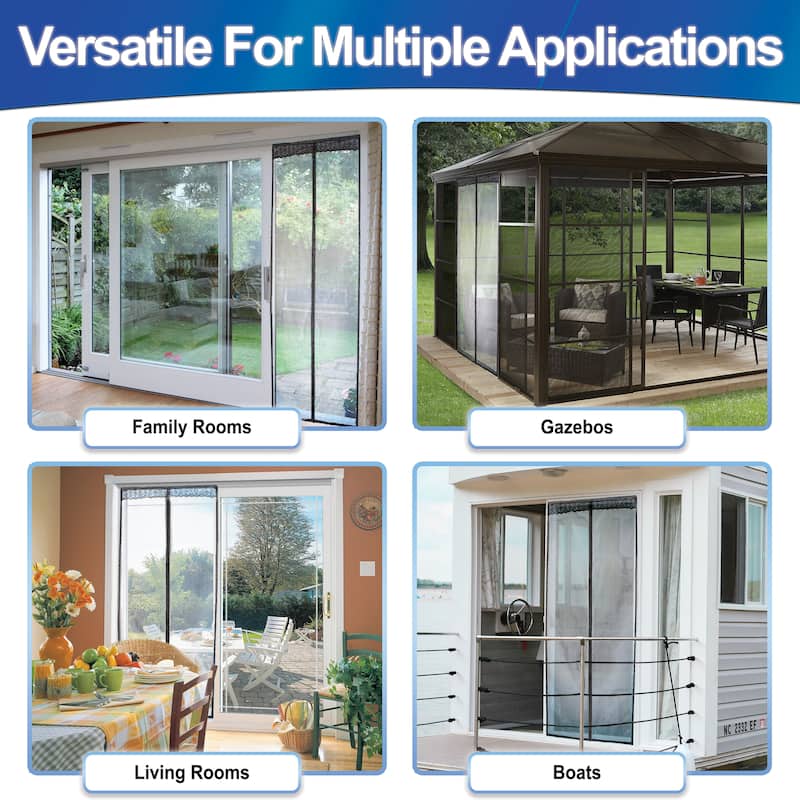 Magnetic Fiberglass Mesh Screen Door - Heavy-Duty Hands-Free Easy Walk Through Closure for Patio & Pets - regular