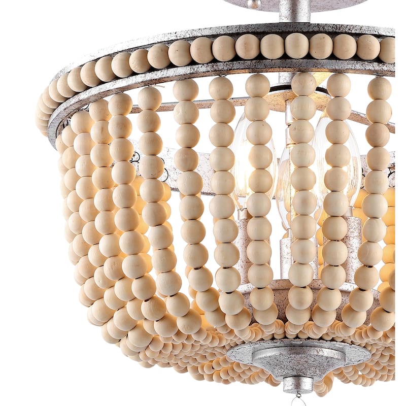 Georgian Wood Beaded/Metal LED Flush Mount, by JONATHAN Y