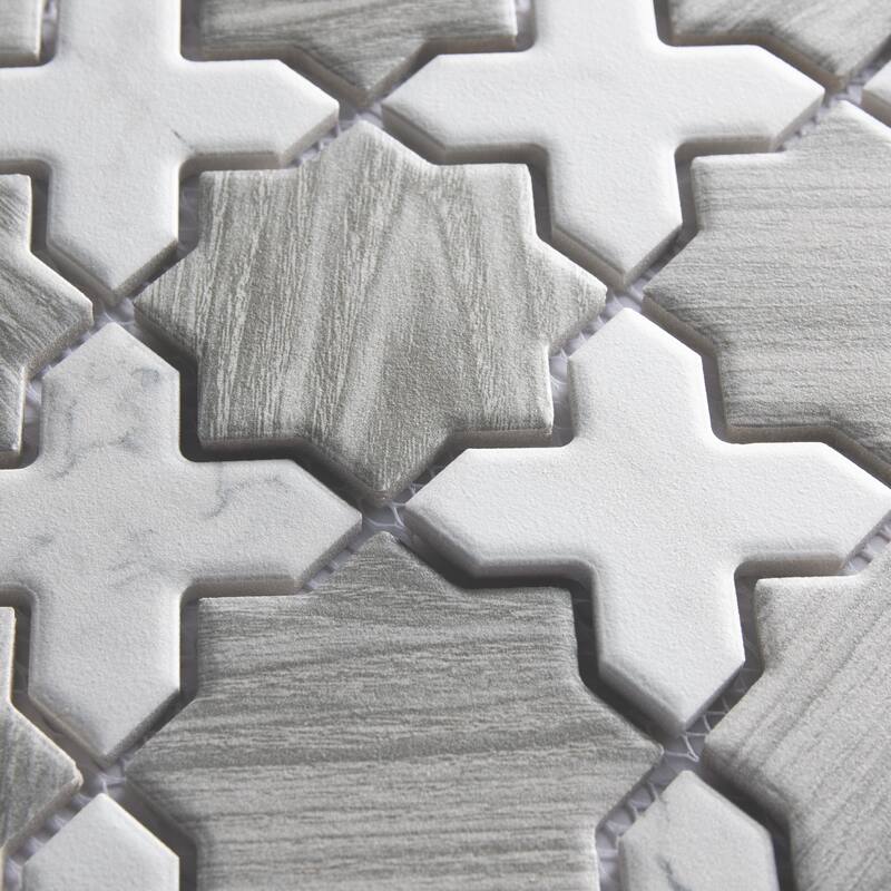 Merola Tile Llama 2" Star Silver Smoke w/Cal Cross 11-7/8" x 11-7/8" Porcelain Floor and Wall Tile