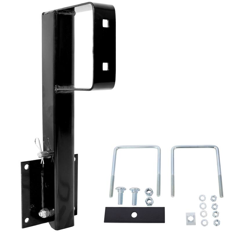 Folding Spare Tire Carrier for RV – Heavy Duty Trailer Spare Tire Mount For 4" Square Bumpers - Black