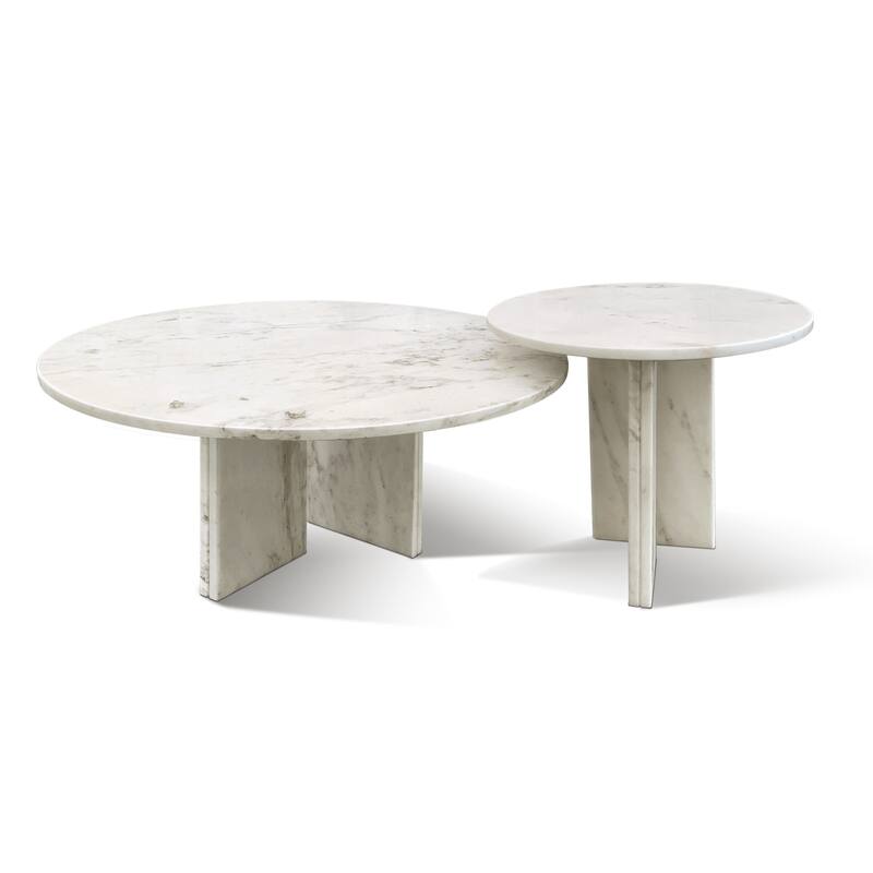 Modern Marble Coffee Table Set Luxury Marble Coffee Table Natural Stone Coffee Table, for Living Room‌, Pink