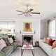 preview thumbnail 12 of 21, Warehouse of Tiffany Praer Washed White 5-blade Lighted Ceiling Fan with Crystal Daisy Bouquet Shade