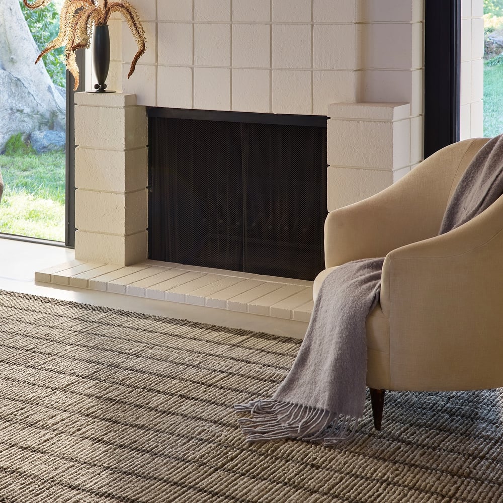 Eva Block Stripe Wool Area Rug