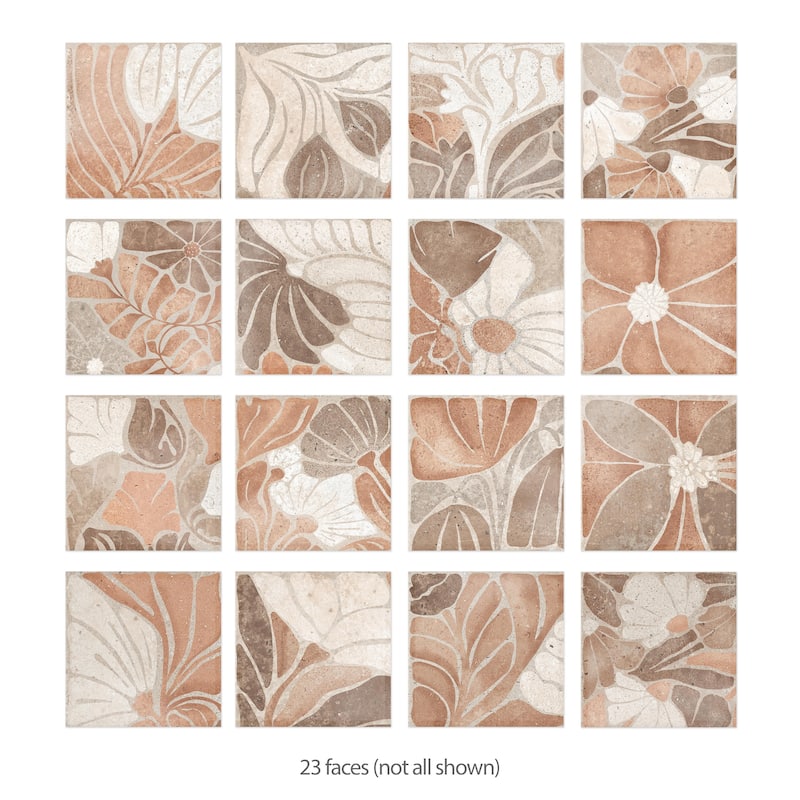 Merola Tile Adagio Decor Fiori 9-3/4" x 9-3/4" Porcelain Floor and Wall Tile