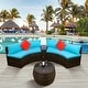preview thumbnail 5 of 3, 4 - Piece Outdoor Half-Moon Sectional Furniture Sofa Set
