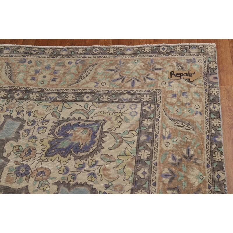 Medallion Tabriz Persian Vintage Rug Oriental Handmade Wool Carpet - 9'3" x 12'4"