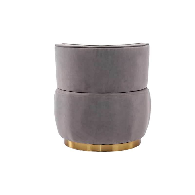Gray Modern 25.2" Upholstered 360° Swivel Barrel Chair with Wide Upholstered and Sturdy Hardwood Frame