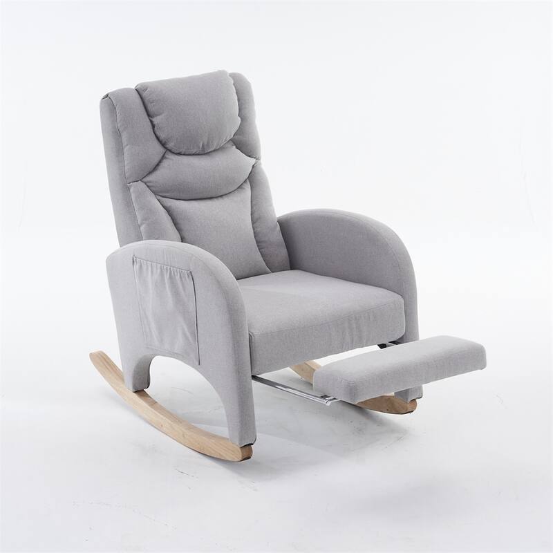 Ergonomic Fabric Nursery Rocking Chair With Adjustable Footrest