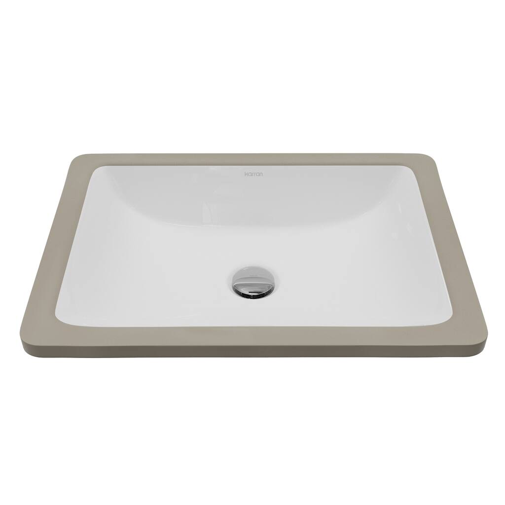 Karran Valera 18" Rectangular Undermount Vitreous China Bathroom Sink in White