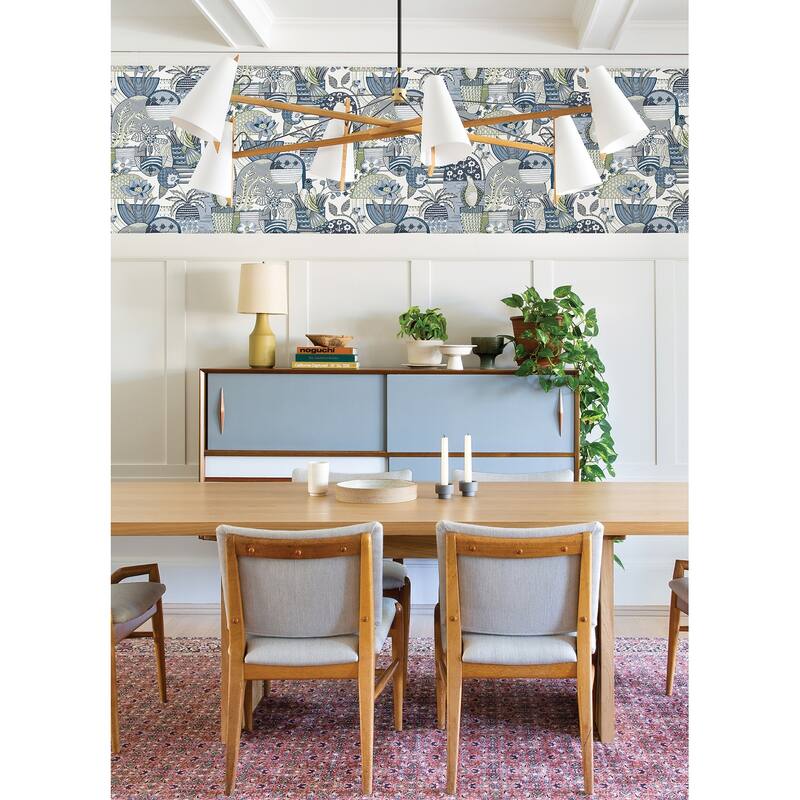 A-Street Prints Fika Blue Blissful Birds and Blooms Wallpaper