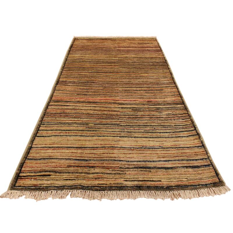 Modern Minimalist Gabbeh Hand Knotted Wool Area Rug