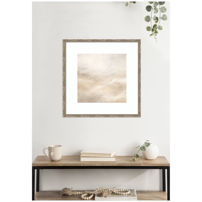 Kate and Laurel Tonal Textural White and Beige Neutrals by The Creative Bunch Studio Framed Wall Art Print