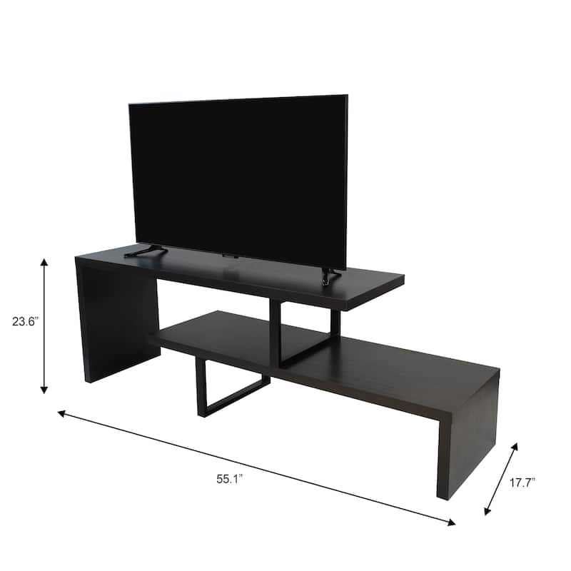 Orford Minimalist Modern MDF Wooden Shelves TV Console Entertainment Stand with Iron Legs Low Maintenance