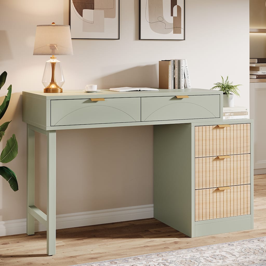 Modern Wood Computer Desk with 5-drawer for Home Office