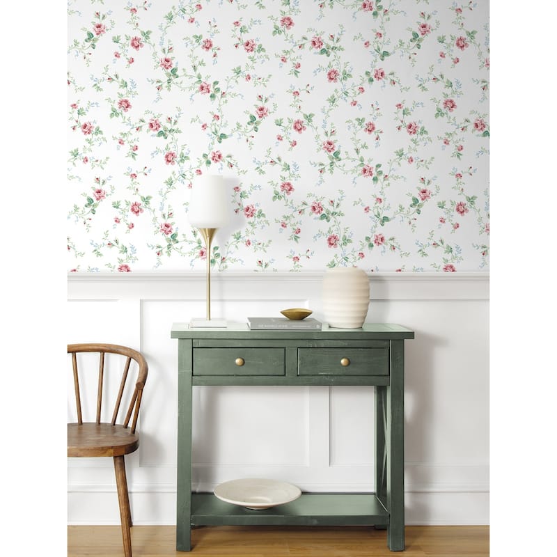 NextWall Blossom Floral Trail Peel and Stick Wallpaper
