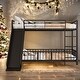 preview thumbnail 17 of 29, Kids Metal Bunk Bed with Slide and Funny Guardrails Black - Twin