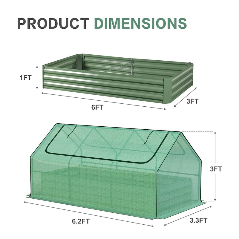 Aoodor Outdoor Raised Garden Bed 6' x 3' x 1' Reinforced Galvanized Steel Planter Box