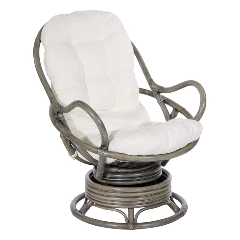 Rattan Swivel Rocker Chair - White