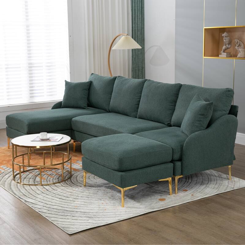 4Seat Sectional Sofa Convertible U Shaped Couch with Chaise Lounge