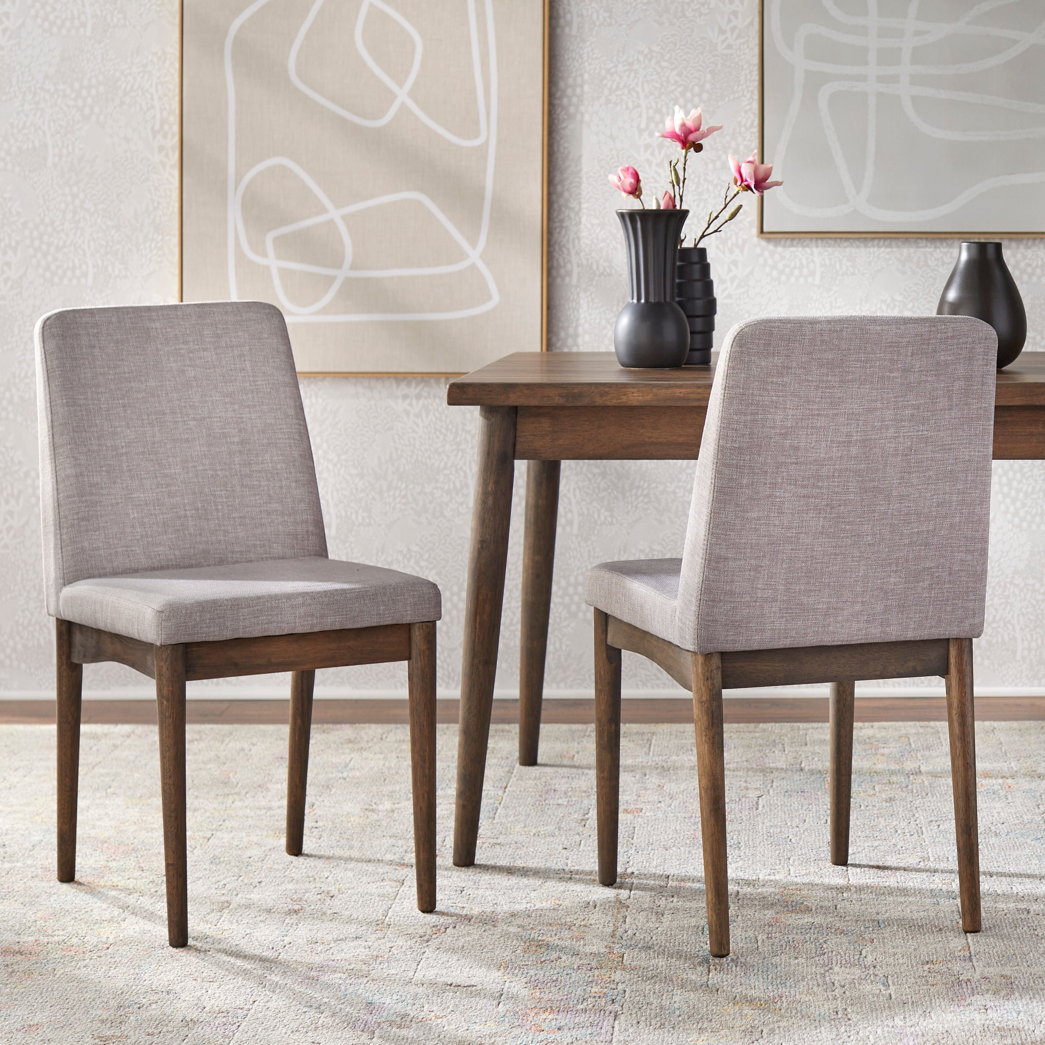 Simple Living Lulea Mid-Century Upholstered Dining chairs (Set of 2)