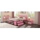 preview thumbnail 15 of 13, Full Size Wood Platform Bed with Removable Shelves, 2-Storage Drawers, Pink