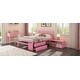 preview thumbnail 15 of 13, Pink Full Size Wood Platform Bed with Removable Storage Shelves, Built-in 2 Storage Drawers