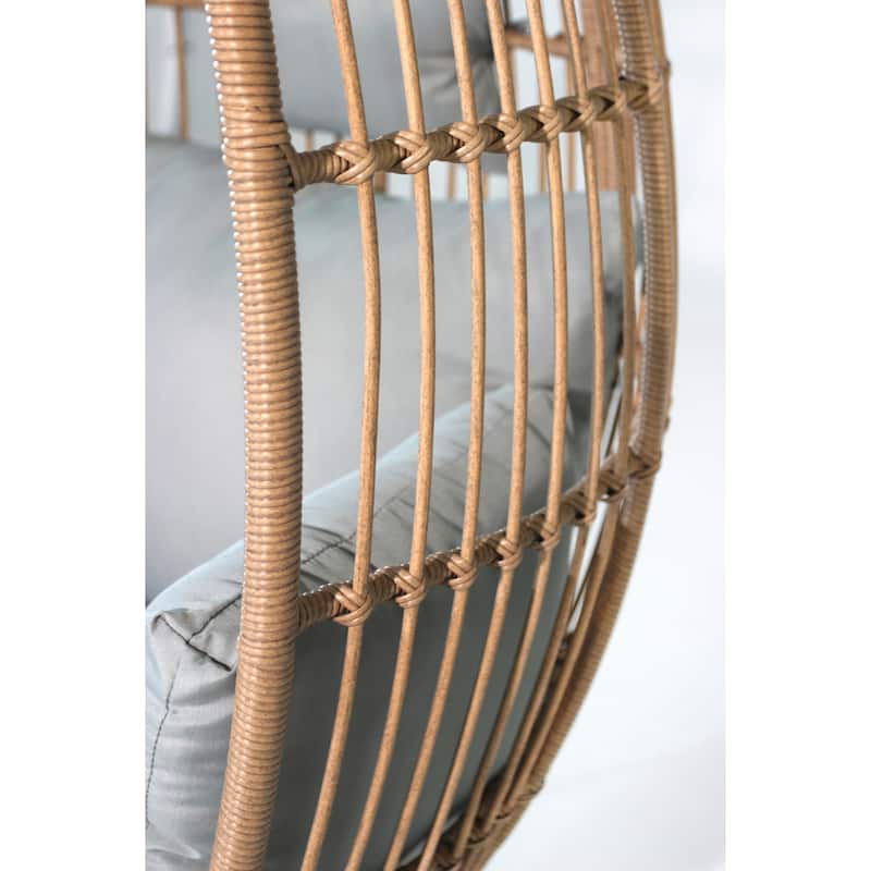 Egg Chair Basket Chair with Ottoman and Cushion Outdoor Lounge Chaise