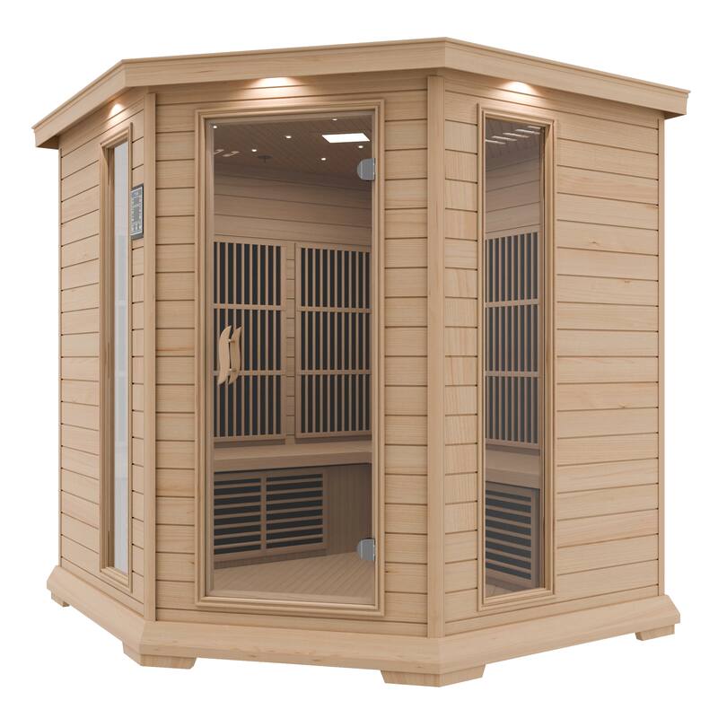 SteamSpa 5-Person 2.25KW Carbon FAR Infrared Hemlock Wooden Indoor Home Sauna Room with LED Touch Control Panel