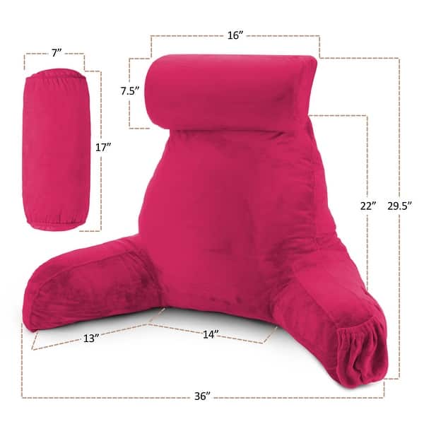 dimension image slide 10 of 62, Nestl Memory Foam Reading Pillow with Backrest, Arms and Pockets