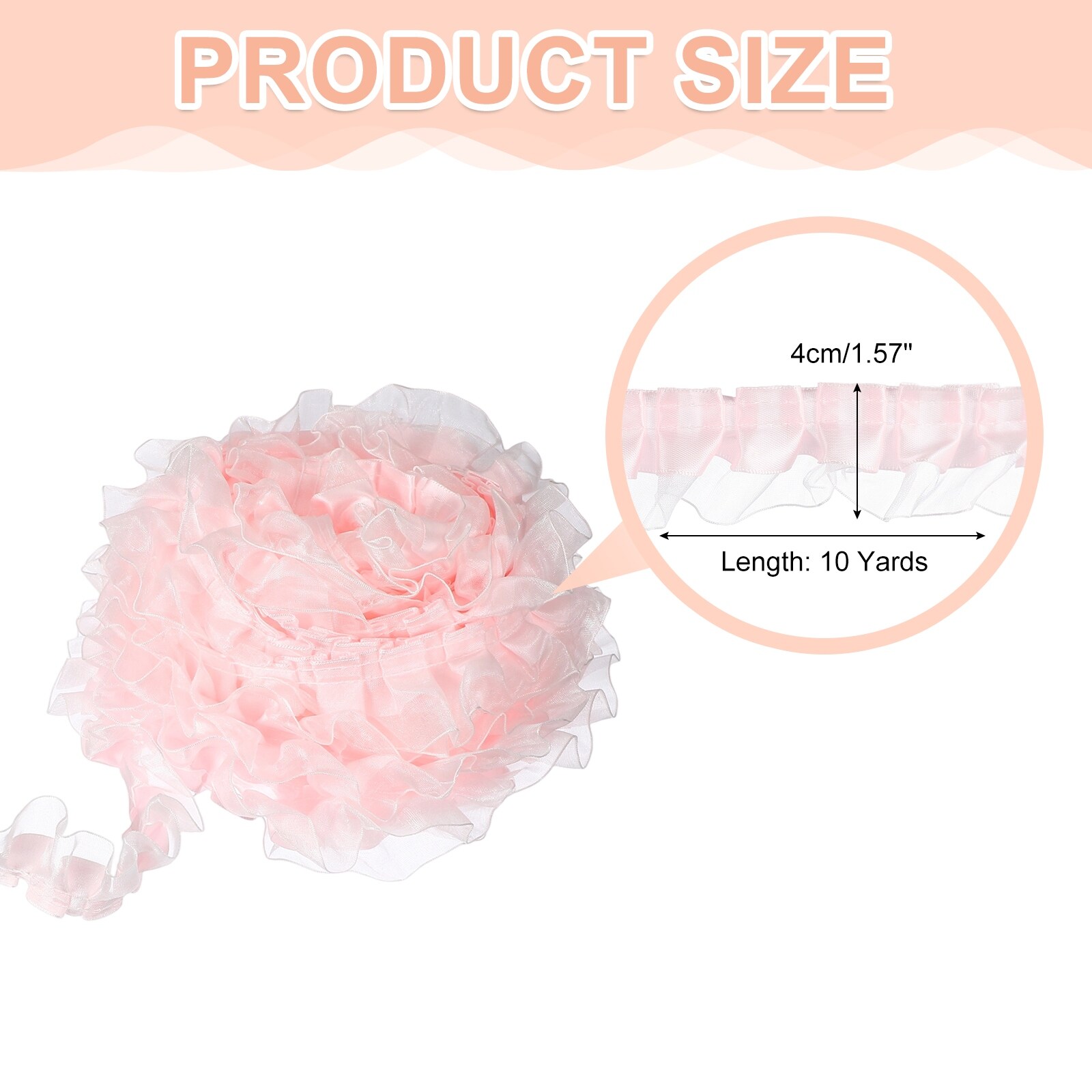 Satin Ruffle Trim Lace Ribbon Sewing Lace Fabric Trim for DIY Craft Dress Clothing Wedding Gift Home Decoration - 10 Yards