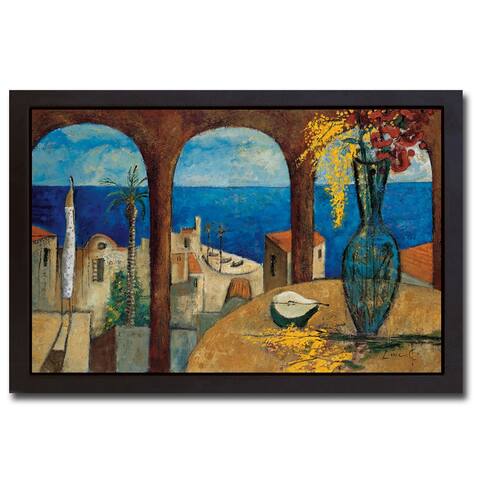February Afternoon by Didier Lourenco Black Floater Framed Canvas Art (19 in x 29 in)