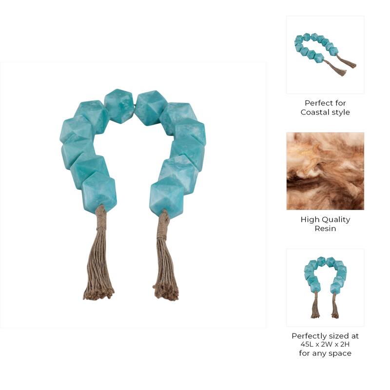 Resin Decorative Bead Coastal Style Tassel Detail Home Decor - 2" Blue - 45" x 2" x 2"