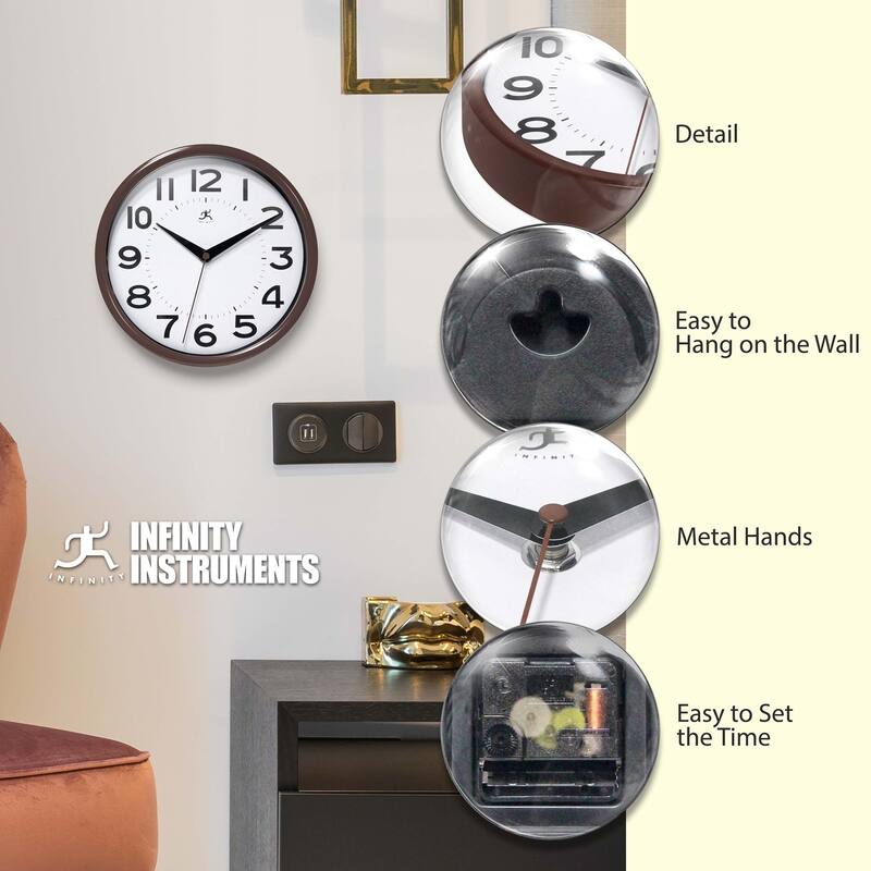 Infinity Instruments Metro Wall Clock, 9 Inch - 9 x 1.5 x 9