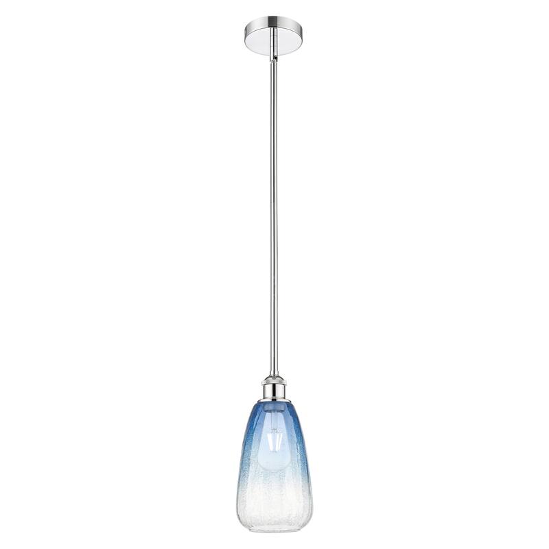 Innovations Lighting Endless Possibilities Edison - Brookhaven Almond - 1 Light 6" Stem Hung Mini Pendant - Polished Chrome/Sapphire Blue