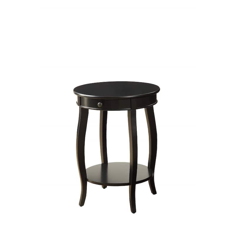 24" Solid Wood Round End Table with Storage Shelf and Drawer for Living Room or Home Decor - 18"L X 18"W x 24"H