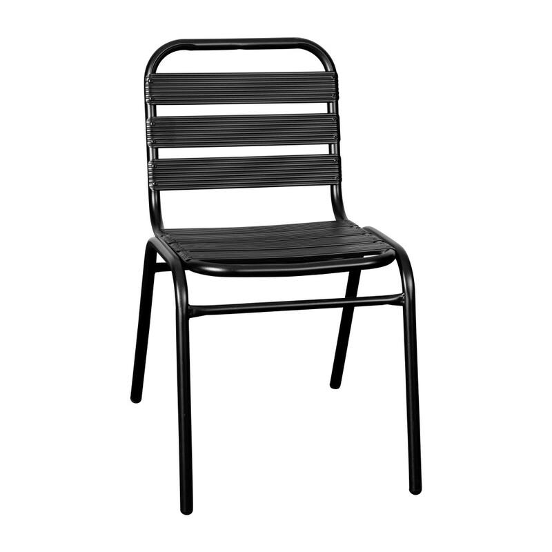 Commercial Aluminum Indoor-Outdoor Restaurant Stack Chair with Triple Slat Back