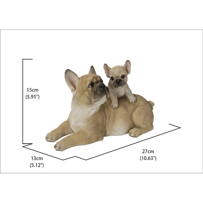 Mother & Baby French Bulldog - Ultra Realistic Garden Statue - Bed Bath ...